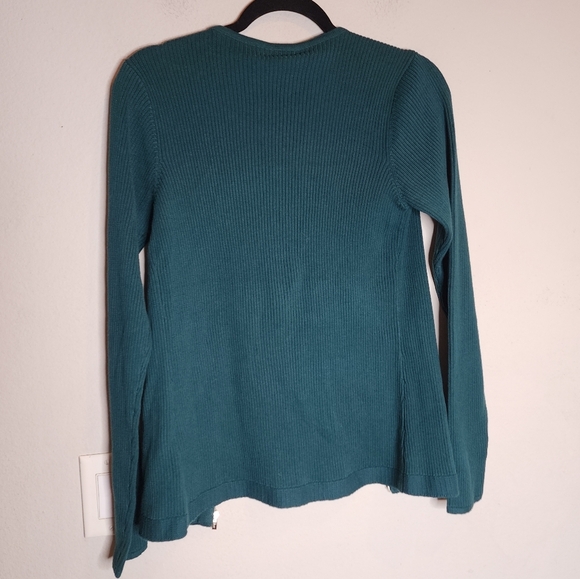 NWT GUESS Malina Green Ribbed Zip Front Long Sleeve Sweater Size XL - Picture 6 of 16